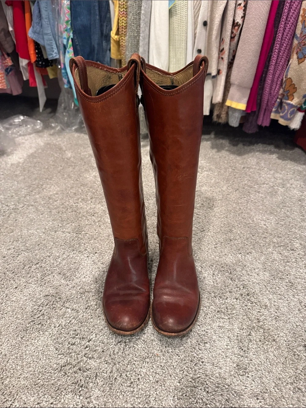 FRYE AND CO. Tall Leather Riding Boots - Chestnut Brown